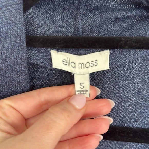 Ella Moss Cozy Open Draped Cardigan Sweater Indigo Blue - Picture 3 of 6